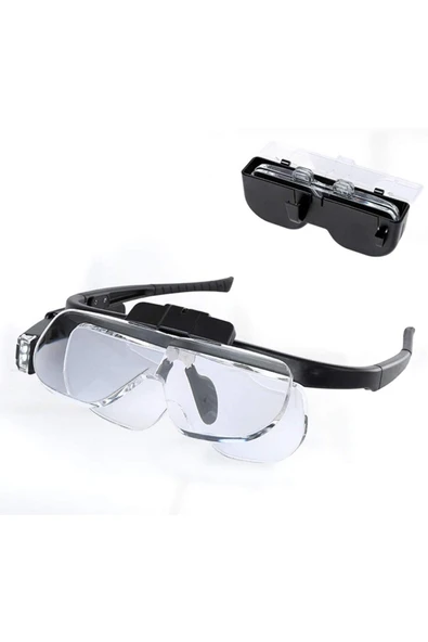 OCZ Şarjlı Gözlük Tip Büyüteç Mercek Lup Lensleriyle Taşıma Çantalı