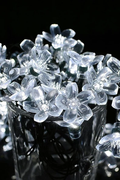 BİST Solar Çiçek Desen Beyaz 30 Led’li Işık Bahçe Aydınlatma Dekorasyon Güneş Enerjili - 5