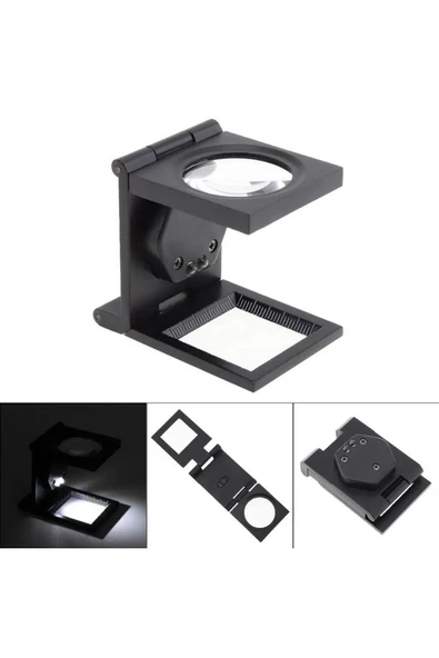 34center Led Işıklı Lup Mercek Metal Katlanır Ölçekli Kılıflı Işıklı Büyüteç - 3