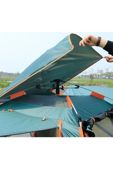 DOĞA KAMP 4 Kişilik Tenteli Otomatik Kamp Çadırı Yeşil 215x215x145 - 4