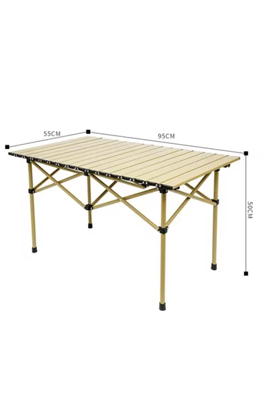 Tisul Büyük Boy Gold Katlanır Kamp Masası Piknik Seti Çanta Tipi Balkon Bahçe Mutfak Masası - 6