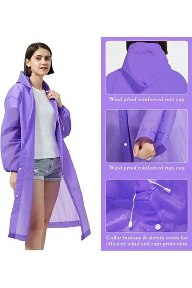 Bosile Unisex Eva Kumaş Su Rüzgar Geçirmez Yağmurluk - 2