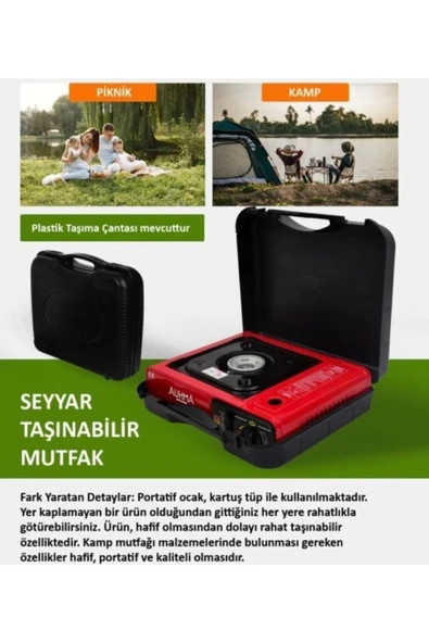 auhma Tekli Portatif Kamp Bahçe Piknik Ocağı 1 Kartuş Hediye - 2