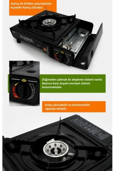 auhma Tekli Portatif Kamp Bahçe Piknik Ocağı 1 Kartuş Hediye - 4