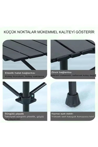 POBO Orta Boy Gold Piknik Kamp Masası Taşınabilir Katlanır Kamp Bahçe Açılıp Kapanır Masa Yemek Masası - 8