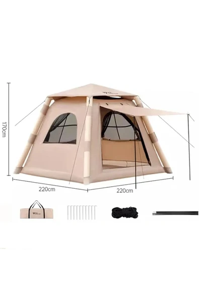 Nurcamp Şişme çadır aile çadırı çantalı pompalı tam takım şişme hava çadırı - 5