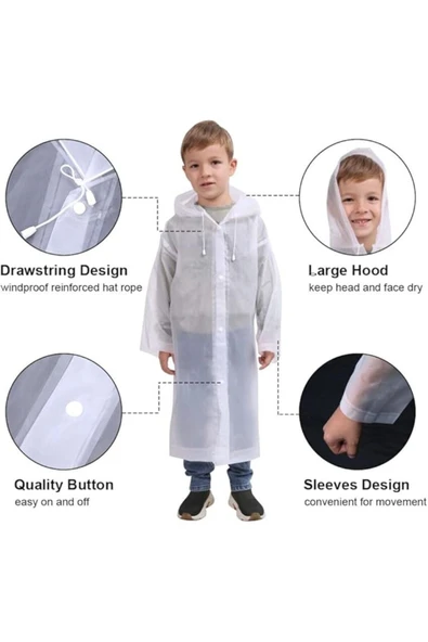 Nurcamp Beyaz Çocuk Yağmurluk Marcygm011 - 3