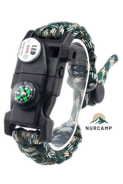 Nurcamp Paracord Kamp Bileklik Hayatta Kalma Bilekliği