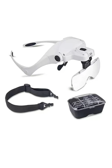 ART Işıklı Büyüteçli Gözlük - 5 Farklı Cam Mercek Kafa Büyüteci 92b2 - 4