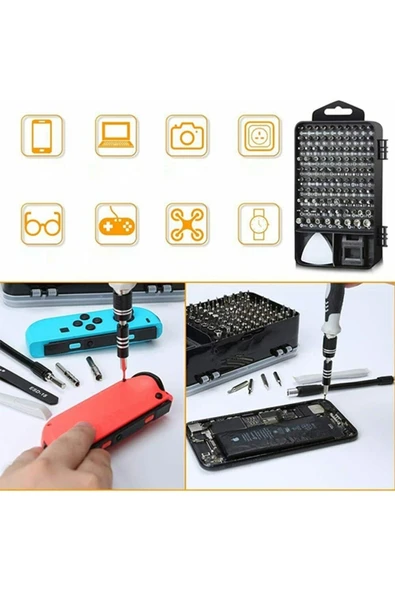 snaiker Ally Mobile Ally 117 Parça Profesyonel Cep Telefonu Tablet Laptop Tamir Seti Tornavida Seti Siyah - 3