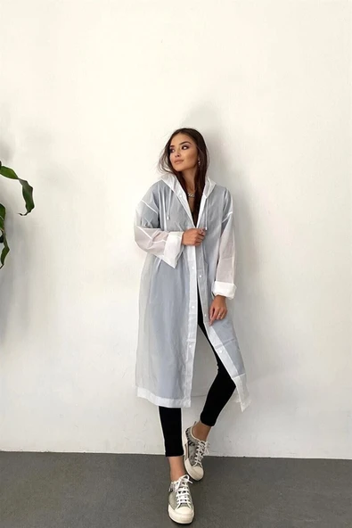 MODA SARE Kadın Erkek Yağmurluk Kapüşonlu Çıtçıtlı Eva Beyaz Yağmurluk M21mrc881r02 - 3