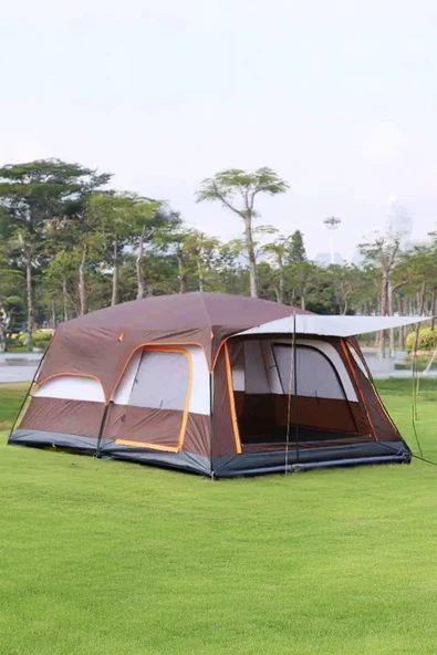 Nurcamp 10 Kişilik 2 Odalı Geniş Dayanıklı Tenteli Kamp Çadırı 430x305x200 - Resim 2