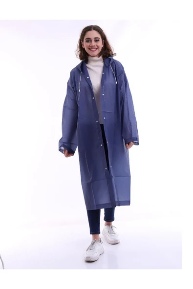 ÖNDER MODA Kadın Erkek Antrasit Kapüşonlu Çıtçıtlı Eva Yağmurluk Rüzgarlık