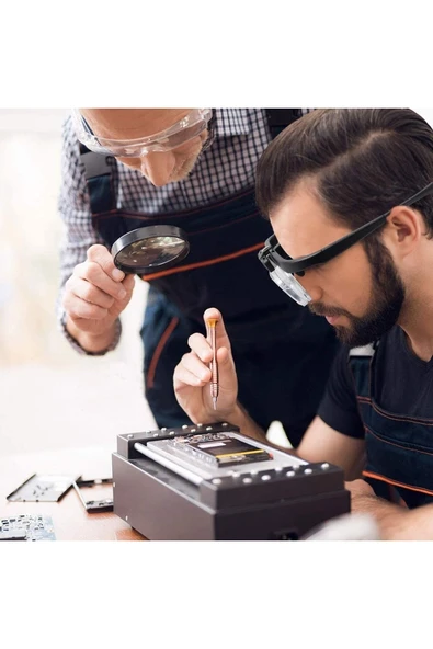 Bosile 3 Lensli Şarjlı Led Işıklı Gözlük Büyüteç - Resim 3