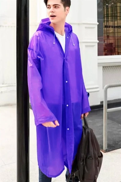 ÖNDER MODA Kadın Erkek Yağmurluk Kapüşonlu Çıtçıtlı Eva Mor Yağmurluk M21mrc881r09 - 7