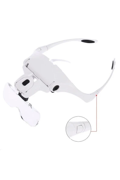 Nikula 5 Lensli 2 Led Işıklı Ayarlanabilir Gözlük Tipi Büyüteç - 1.0x - 3.5x Zoom - Üstün Kalite - 3