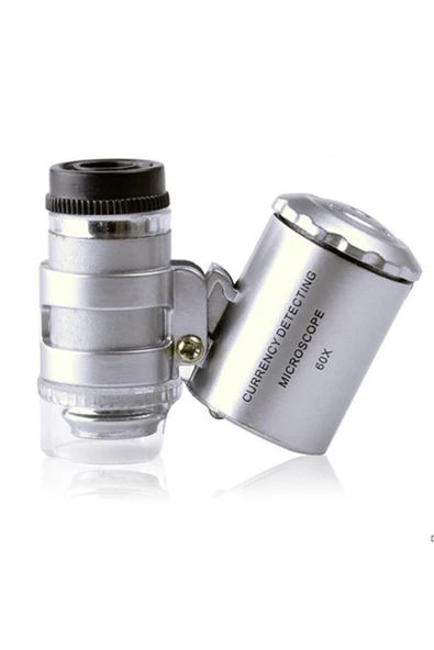 Crdc 60x Portatif Mikroskop Led Uv Işık Kuyumcu Mini Cep Büyüteç - Resim 2