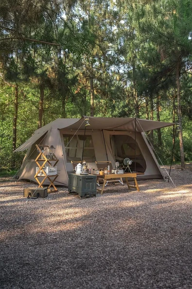 Nurcamp 10 Kişilik Tenteli Dayanıklı Pencereli Aile Kamp Çadırı 290x400x190 - Resim 4