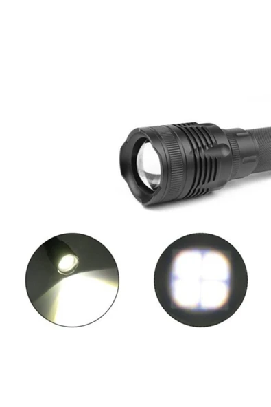 Bosile Nikula Alüminyum Kaplama Şarjlı Ve Zoomlu Profesyonel El Feneri - D6055 - Resim 5