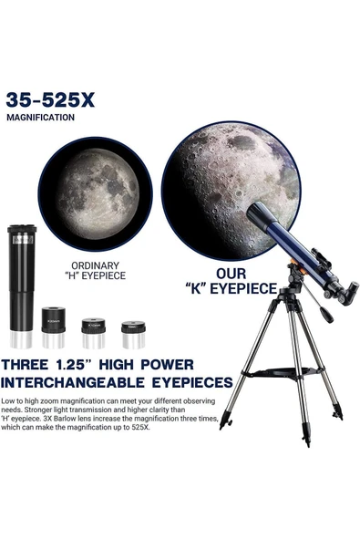 ESSLNB 70/700 Refraktör Teleskop Astronomi Profili 525X Büyütme Yıldızlı Teleskop - 3