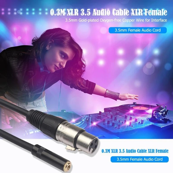 3.5mm Dişi to XLR Dişi Ses Kablosu 30cm - 7