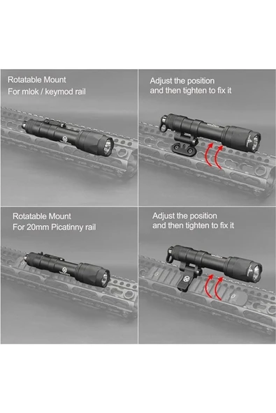 Bosile TAKTİK EL FENERİ KABLOLU Scout Light LED Flashlight Weapon Remote Switch Picatinny - Resim 4