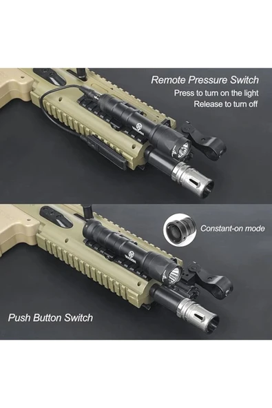 Bosile TAKTİK EL FENERİ KABLOLU Scout Light LED Flashlight Weapon Remote Switch Picatinny - Resim 2