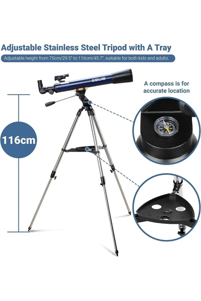 ESSLNB 70/700 Refraktör Teleskop Astronomi Profili 525X Büyütme Yıldızlı Teleskop - 7