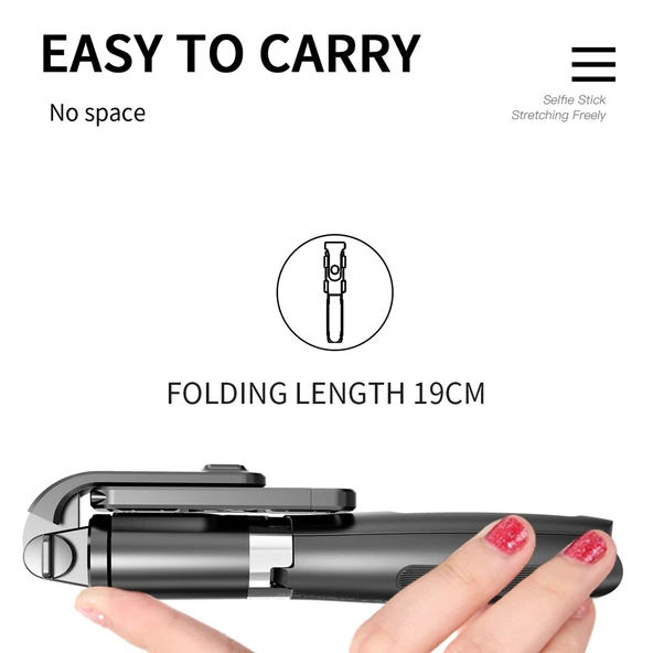 L02 100cm Çok Fonksiyonlu Ayarlanabilir Bluetooth Özçekim Çubuğu Tripod Beyaz - 4