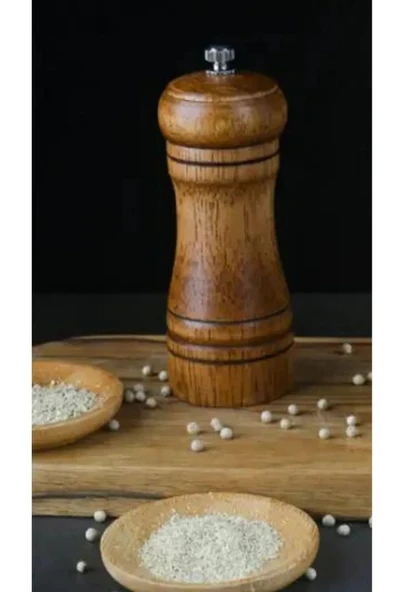 Bosile Gövdeli Komple Ahşap Tuz Karabiber Değirmeni Baharat Öğütücüsü 14 Cm 2 Adet - 3