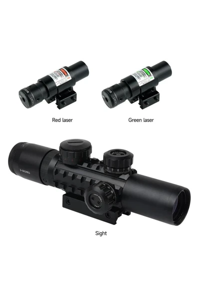 Bosile Nikula 3-9X26 EG  Dürbünü Çift Işıklı Raylı + Mini Lazer Jg5 - Resim 2