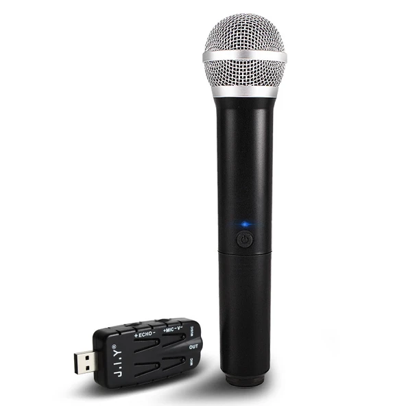 J.I.Y K Song Kablosuz Mikrofon Siyah USB Alıcılı TV ve PC için