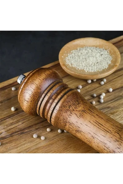 Bosile Gövdeli Komple Ahşap Tuz Karabiber Değirmeni Baharat Öğütücüsü 14 Cm 2 Adet - 2