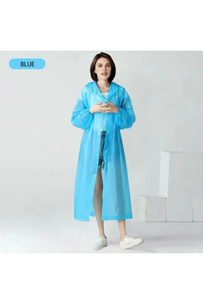 Bosile Kadın Erkek Yağmurluk Şemsiye Kapüşonlu Çıtçıtlı Eva Siyah Yağmurluk