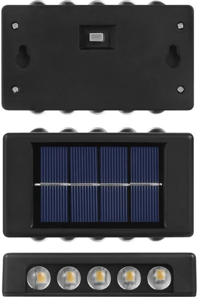 HediyeFilesi 6 Adet Solar Enerjili Aplik Led 6 Ledli Dekoratif Duvar Monteli Gün Işığı - 4