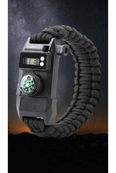Nurcamp Paracord Acil Durum Sos Led Işıklı+ Pusula Ve Düdük Ateş Başlangıcı Magnezyum Çubuk