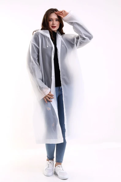 Bosile Kadın Erkek Yağmurluk Şemsiye Kapüşonlu Çıtçıtlı Eva Siyah Yağmurluk - 3