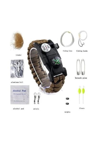 Bosile Paracord Hayatta Kalma Bilekliği Turuncu-siyah - 2