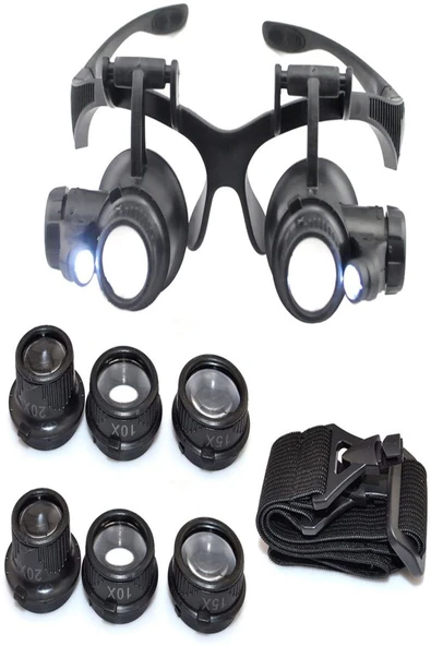 100%İSTANBUL No.9892g Gözlük Tipi Büyüteç Led'li 10x 15x 20x 25x - Resim 3