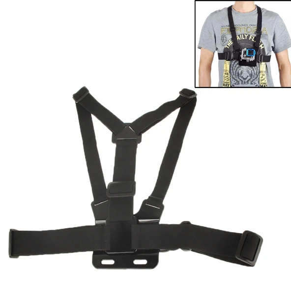 Extreme Spor Ön Göğüs Elastik Kemer Omuz Askısı GoPro Insta360 DJI ve Diğer Aksiyon Kameraları için Siyah - 2