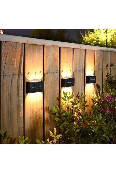 HediyeFilesi 6 Adet Solar Enerjili Aplik Led 6 Ledli Dekoratif Duvar Monteli Gün Işığı - 3