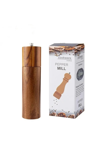 Nurcamp Ahşap Tuz Baharat Değirmeni - Akasya Ahşap Tuz Baharat Değirmeni Tuzluk 2'li set - 5