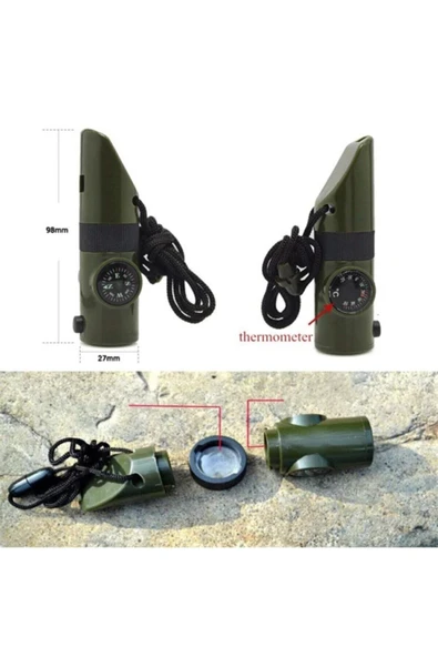 ARGEUS Fenerli Dereceli Pusulalı Düdük Deprem Acil Durum Düdüğü Deprem Kamp Hakem İzci Düdüğü - Resim 2