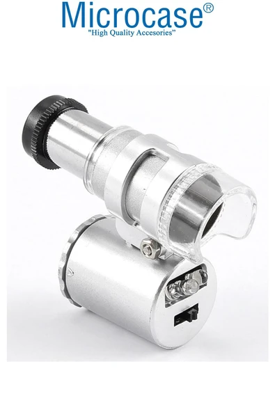 Microcase 60x Mini Cep Mikroskopu Uv Ledli Cam Büyüteç Çantalı - 5
