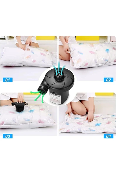 JUNGLEE 220v Elektrikli Sorelis Hava Pompası Şişme Yatak Bot Simit Şişme Koltuk Deniz Yatağı Pompa Air Pump - 6