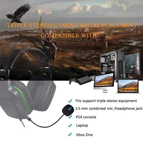 17cm Stereo Açı Başlıklı 35mm Oyun Kulaklığı Ses Kartı Canlı Mikrofon - 5