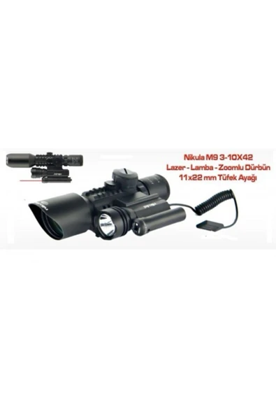 Nikula 3-10x42 Zoomlu Av Tüfeği Dürbünü Tüfek Lazeri Zenon Fenerli M9 - 4