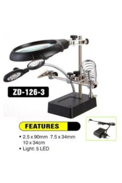 Arduino Mg16129-c Led Işıklı Büyüteçli - Mercekli Havya Sehpası Zd-126-3