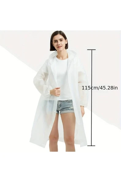 Bosile Kadın Erkek Yağmurluk Şemsiye Kapüşonlu Çıtçıtlı Eva Siyah Yağmurluk