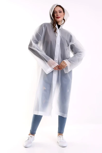 Bosile Kadın Erkek Yağmurluk Şemsiye Kapüşonlu Çıtçıtlı Eva Siyah Yağmurluk - 2